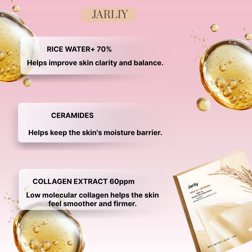 Rice 70 + Ceramide Glow Collagen Mask - Jarliy
